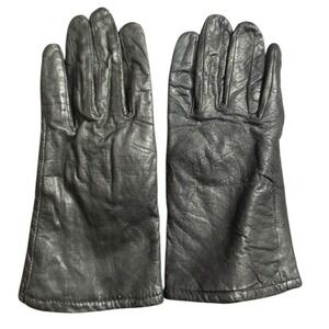 Genuine Leather Gloves Black Acrylic Knit Lining Women Winter Warm